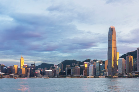 Scenery of Victoria harbor of Hong Kong city