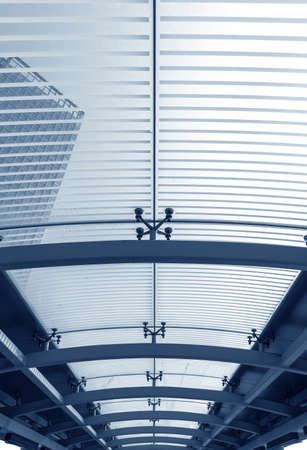 Ceiling of modern pedestrian walkway, Building abstract background