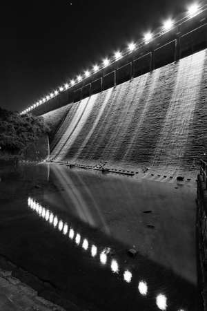 Night scene of dam in Tai Tam reservoir, Hong Kongの写真素材