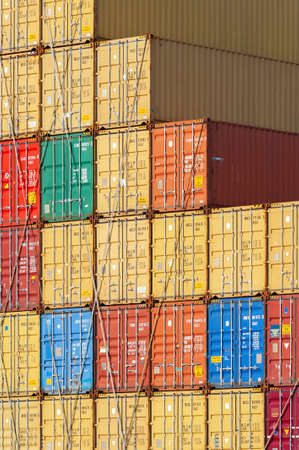 Lots of Colorful Cargo Containers. Industrial Background.
