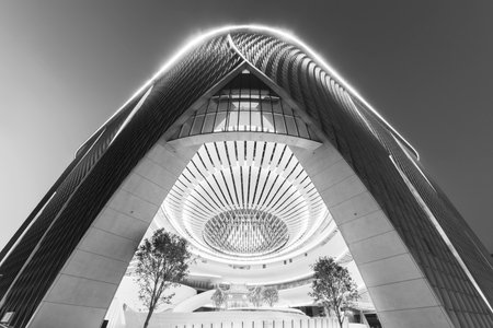 Hong Kong, China  - 17 January, 2019 :  Xiqu Centre, a world-class arts venue for xiqu or Chinese opera, is seen in the West Kowloon Cultural District, Hong Kong.のeditorial素材