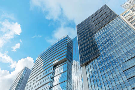 Exterior of modern office building in Hong Kong city