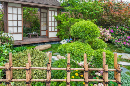 Japanese garden. Oriental natural backgroundの写真素材