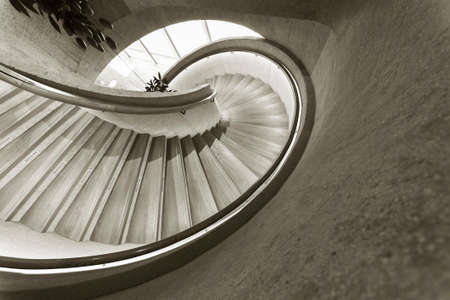 Modern spiral staircase. Contemporary architecture abstarct backgroundの写真素材