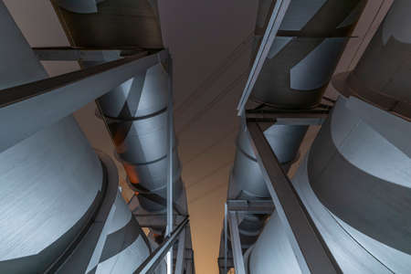 steel long pipe in crude oil factory. Industrial backgroundの写真素材