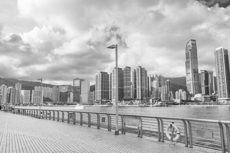 Skyline and harbor of Hong Kong Cityの写真素材