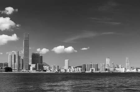 Skyline of Victoria harbor of Hong Kong city