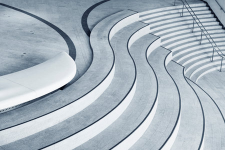 Stairway of modern architecture. Building abstract backgroundの写真素材