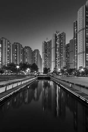 public estate in Hong Kong at duskの写真素材