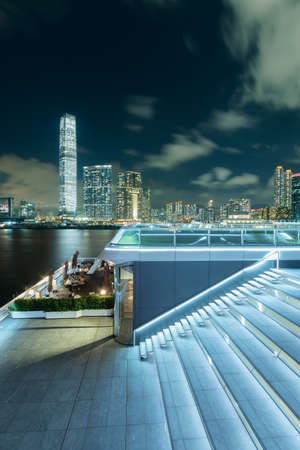 Night scenery of skyline of downtown of Hong Kong city