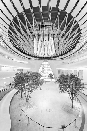 Hong Kong, China  - 22 December, 2020 :  Interior of Xiqu Centre, a world-class arts venue for xiqu or Chinese opera, is seen in the West Kowloon Cultural District, Hong Kong.のeditorial素材