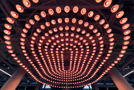 Interior design of ceiling of modern  architecture. Building abstract backgroundの写真素材