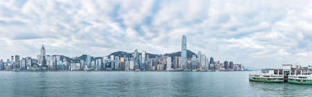 Panorama of Victoria Harbor of Hong Kong city