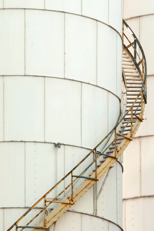 Spiral Staircase on Fuel Storage Tankの写真素材