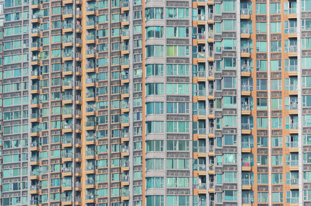 Exterior of high rise residential building in Hong Kong cityのeditorial素材