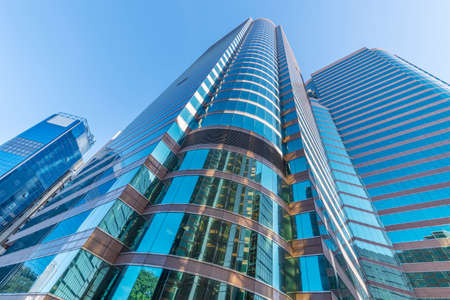 Exterior of high rise office building in Hong Kong cityの写真素材