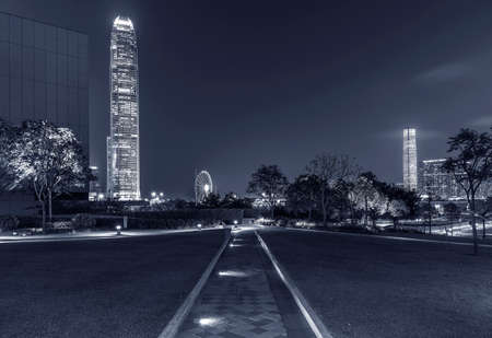 Night scenery of Tamar Promenade of Hong Kong city