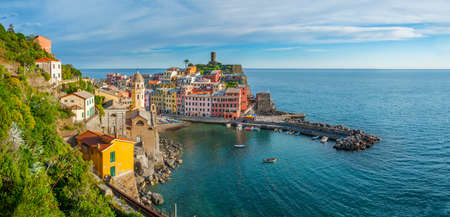 Panorama of resort village Vernazza, Cinque Terre, Italy