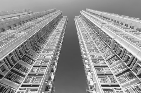 Exterior of high rise residential building in Hong Kong cityのeditorial素材