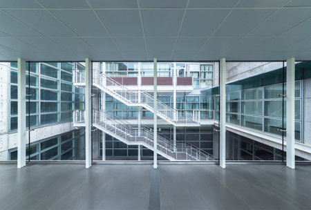 Interior view of corridor in modern architecture