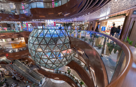 Hong Kong, China - Novemner 12, 2020 : Interior view of modern shopping mall K11 Musea in Tsim Sha Tsui, Hong Kongのeditorial素材