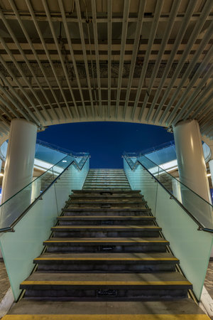 Stairs from underground upward in modern city spaceのeditorial素材
