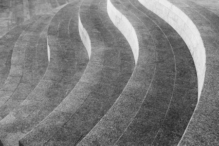 Architectural design of curve stairs. Building abstract backgroundの写真素材