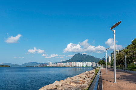 Seaside promenade in Hong Kong city
