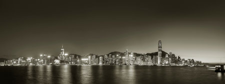 Night scenery of panorama of Victoria harbor of Hong Kong city