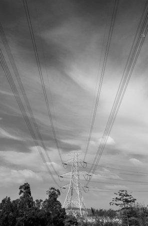 electricity transmission pylon against the sky
