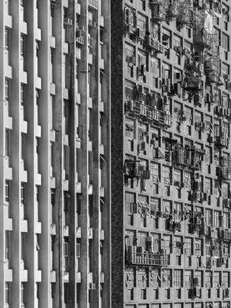 Exterior of industrial building in Hong Kong cityの写真素材