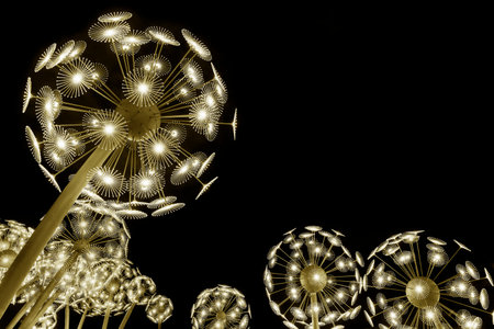 abstract neon glowing flower. bright sparkling background. psychedelic backgroundの写真素材