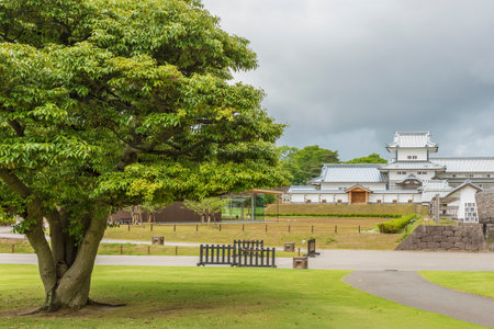 Historical landmark Kanazawa Castle Park in Kanazawa, Japan.のeditorial素材