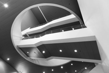 Interior view of staircase Modern building abstract backgroundの写真素材