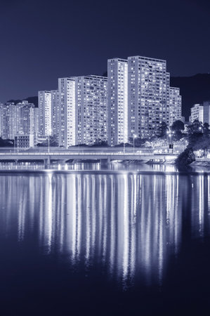 High rise residential building in Hong Kong cityの写真素材