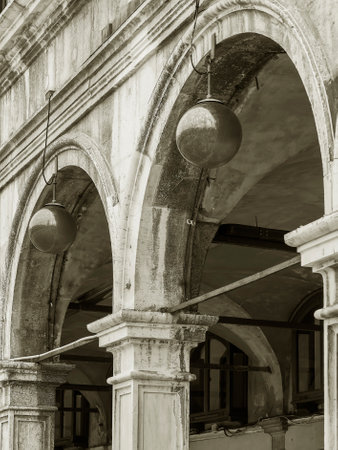Detail of historical building in St Mark's Square in Venice, Italyの写真素材