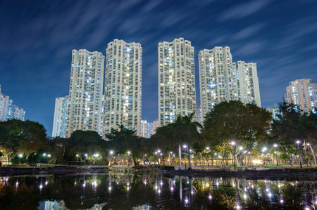 High rise residential building in Hong Kong cityのeditorial素材