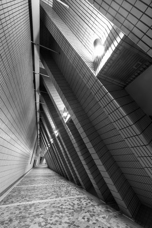 Interior view of corridor of modern architectureの写真素材