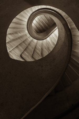 Modern spiral staircase. Contemporary architecture abstract backgroundの写真素材