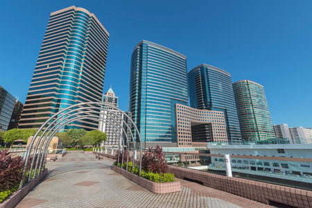 High rise office building in Hong Kong cityの写真素材