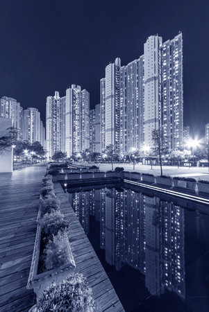 High rise residential building in public estate in Hong Kong cityの写真素材