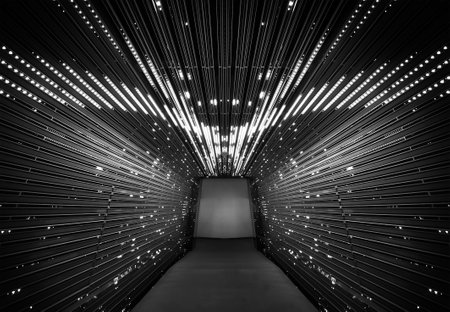 Interior view of futuristic tunnel. Building abstract backgroundの写真素材