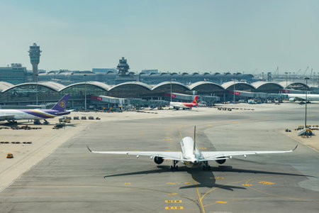 Hong Kong, China -  October 23, 2023 : Hong Kong International Airport. It handles more than 70 million passengers per year.のeditorial素材