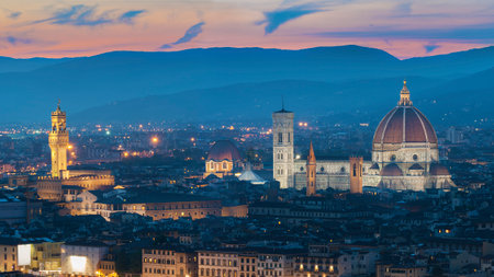 Basilica of Santa Maria del Fiore (Basilica of Saint Mary of the Flower) in Florence, Tuscany, Italyの写真素材