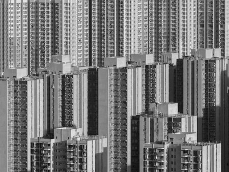 High rise residential building in Hong Kong cityの写真素材
