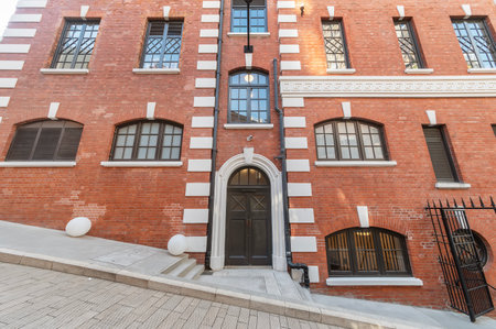 Exterior of historical building in Hong Kongの写真素材