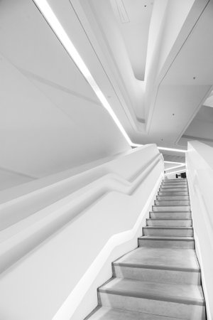futuristic stairway. modern interior backgroundの写真素材
