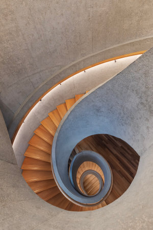 Modern spiral staircase. Contemporary architecture abstract backgroundの写真素材