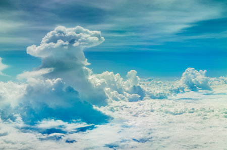 big and fluffy cumulonimbus cloud in the skyの写真素材