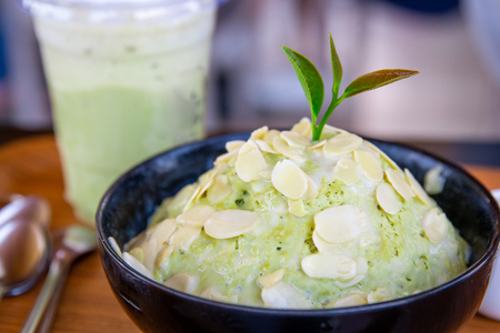 Bingsu Green Tea at chouifong teaplantation Chiang Rai Thailandの写真素材
